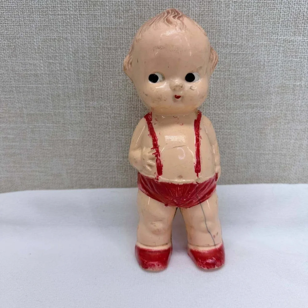 Vintage Ideal Hard Plastic Kewpie Doll 6 Inch Red Sunsuit Mid Century Toy Fair